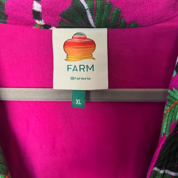 🌺 Farm Rio Leaves Pink Maxi Dress – Size XL – Deep V-Neck – 100% Viscose 🌺 - Picture 9 of 16